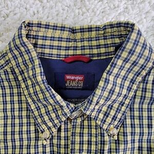 Wrangler Jeans Co Mens Plaid Button Down Shirt Cool River Cotton Size L